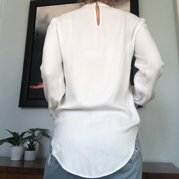 Mock neck white blouse with cutout - Picture 3 of 3